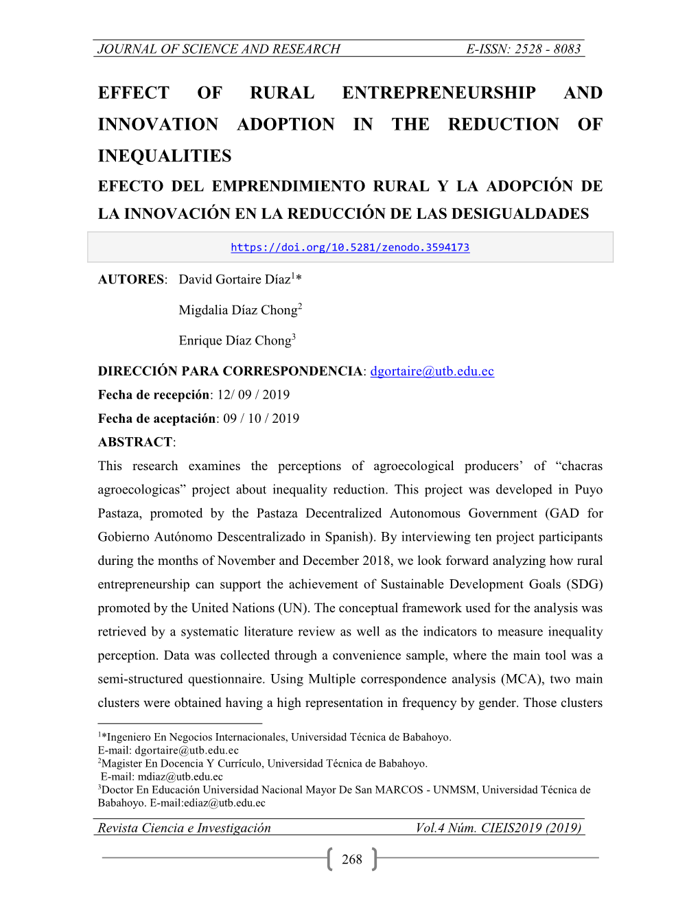 Effect of Rural Entrepreneurship and Innovation Adoption in the Reduction