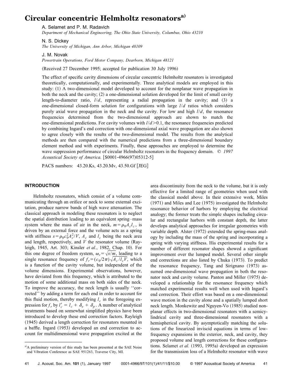 Circular Concentric Helmholtz Resonatorsa) A