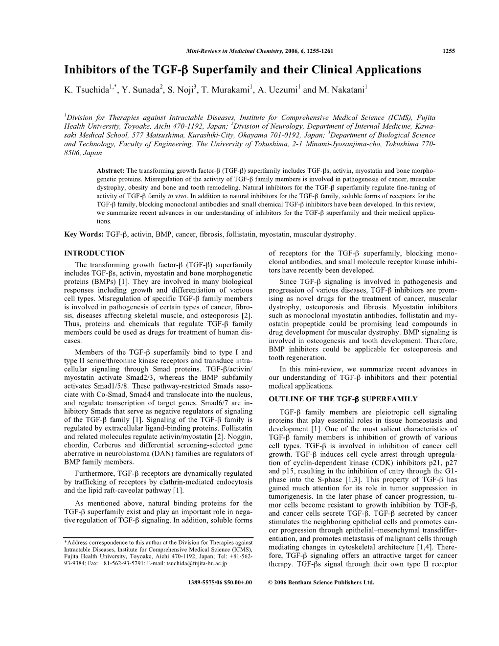 Inhibitors of the TGF-Β Superfamily and Their Clinical Applications