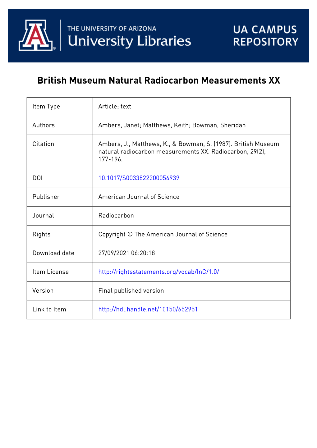 Counting of Benzene, for Archaeologic Samples Mostly Measured from June 1985 to June 1986