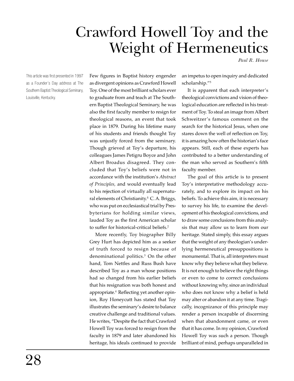 28 Crawford Howell Toy and the Weight of Hermeneutics