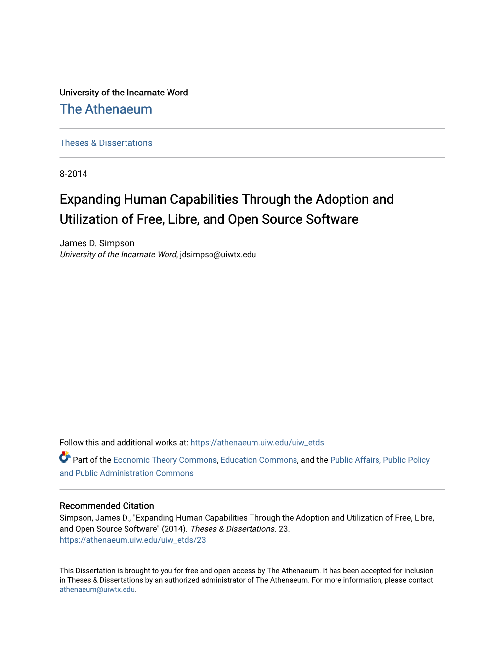 Expanding Human Capabilities Through the Adoption and Utilization of Free, Libre, and Open Source Software
