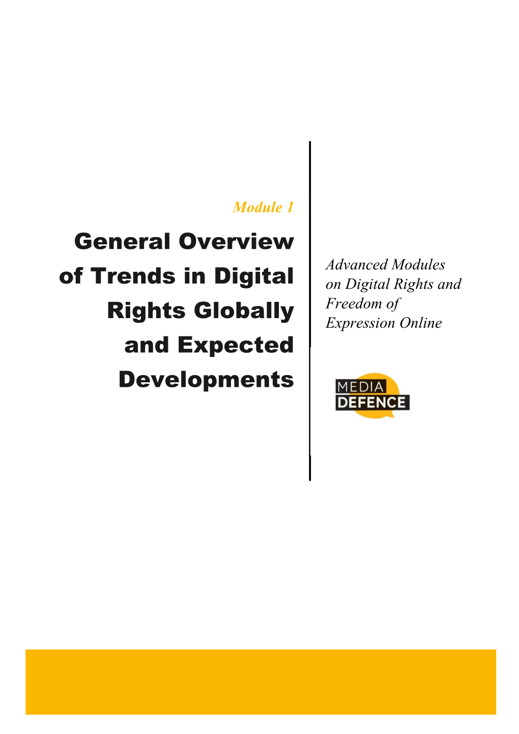 General Overview of Trends in Digital Rights Globally and Expected Developments