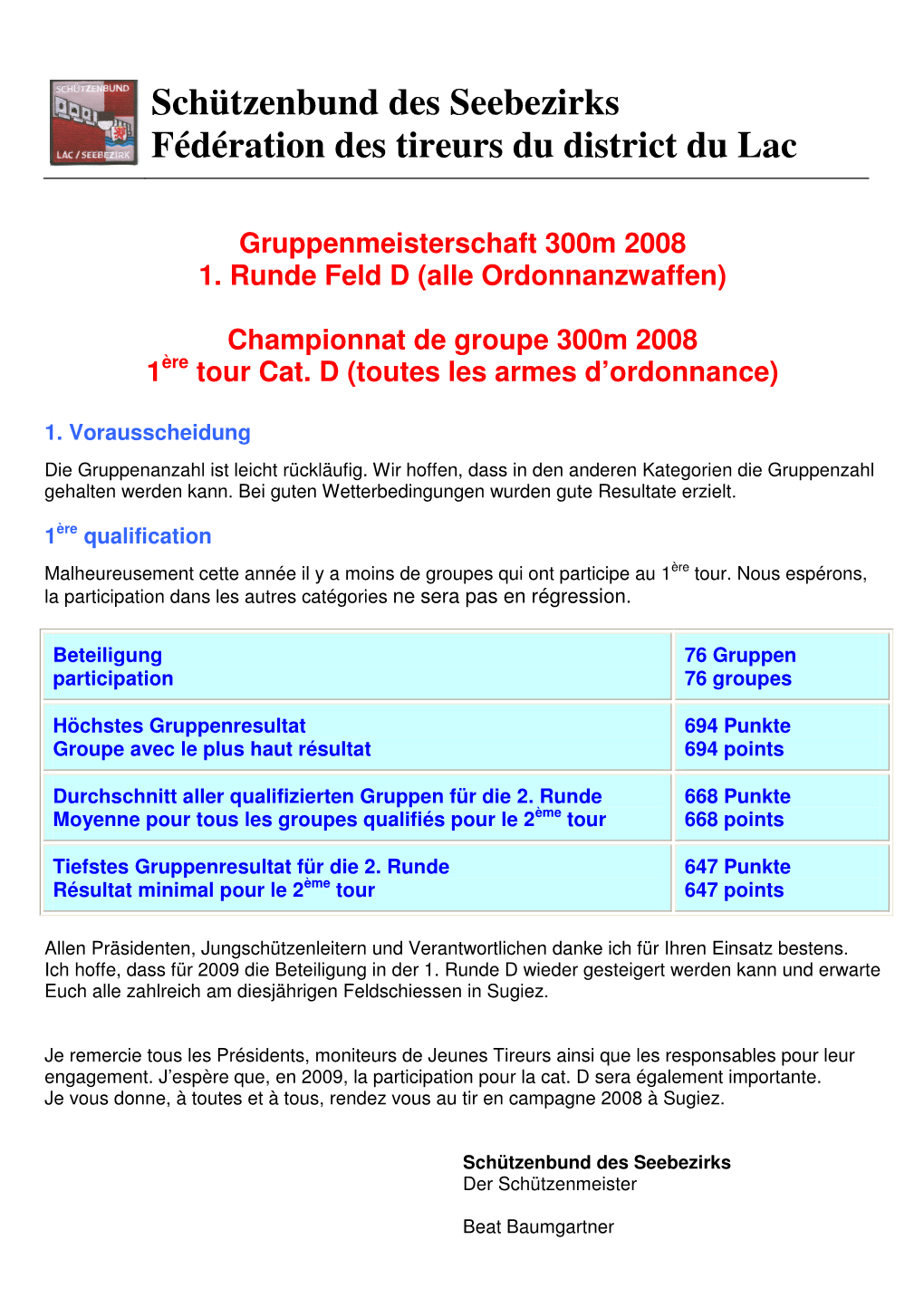 Schützenbund Des Seebezirks Fédération Des Tireurs Du District Du