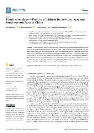 Ethnolichenology—The Use of Lichens in the Himalayas and Southwestern Parts of China