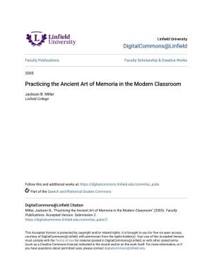Practicing the Ancient Art of Memoria in the Modern Classroom