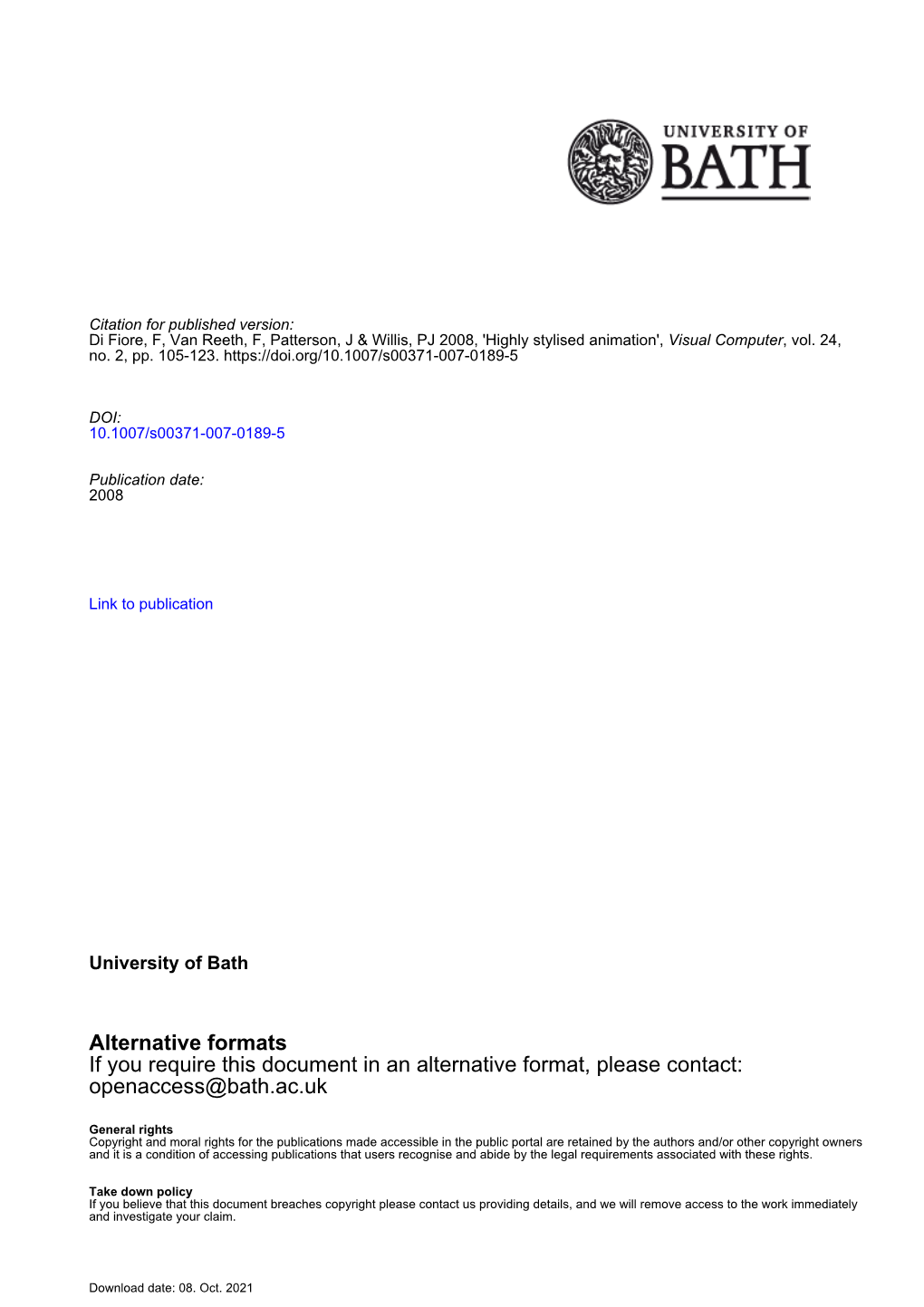 Alternative Formats If You Require This Document in an Alternative Format, Please Contact: Openaccess@Bath.Ac.Uk