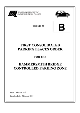 Barnes CPZ Review 2008 Hammersmith Bridge Order Made