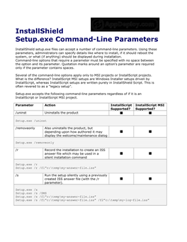 Installshield Setup.Exe Command-Line Parameters