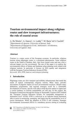 Tourism Environmental Impact Along Religious Routes and Slow Transport Infrastructures: the Role of Coastal Areas