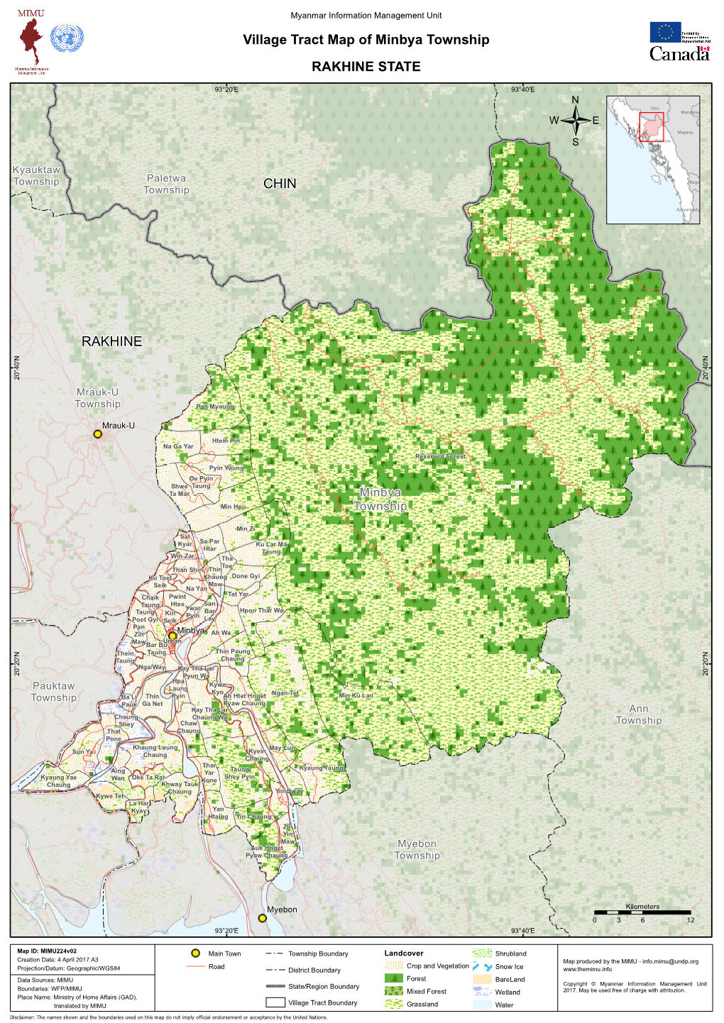 Village Tract Map of Minbya Township RAKHINE STATE DocsLib