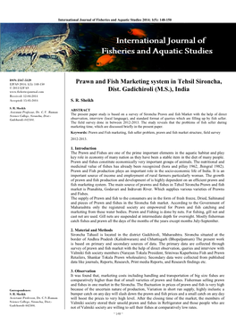 Prawn and Fish Marketing System in Tehsil Sironcha, Dist. Gadichiroli (M.S.), India