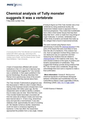Chemical Analysis of Tully Monster Suggests It Was a Vertebrate 7 May 2020, by Bob Yirka