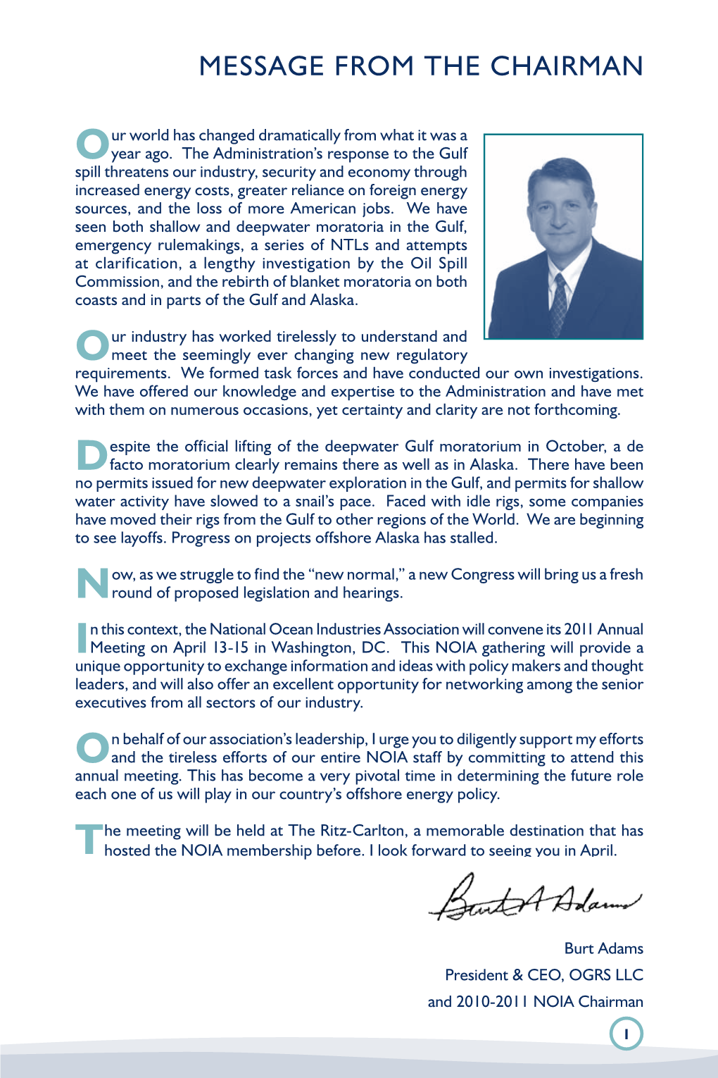 Message from the Chairman