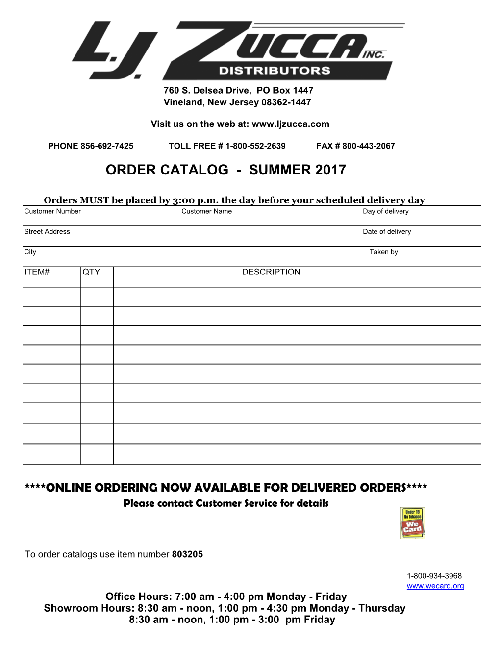 Order Catalog - Summer 2017