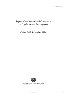 Report of the International Conference on Population and Development