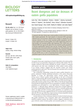 Recent Divergences and Size Decreases of Eastern Gorilla Populations