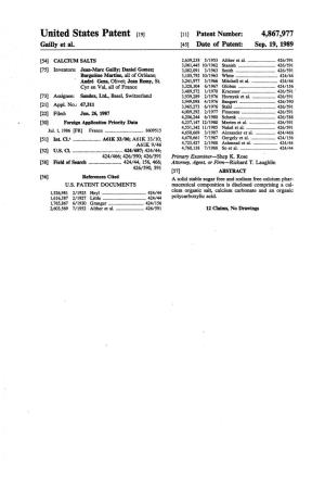 United States Patent (19) 11) Patent Number: 4,867,977 Gailly Et Al