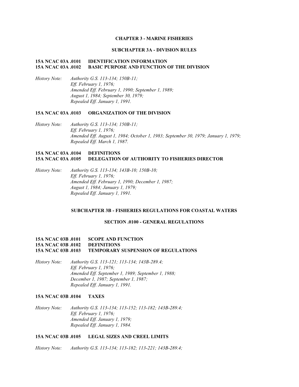 Marine Fisheries Subchapter 3A