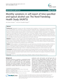 Monthly Variations in Self-Report of Time-Specified and Typical Alcohol Use