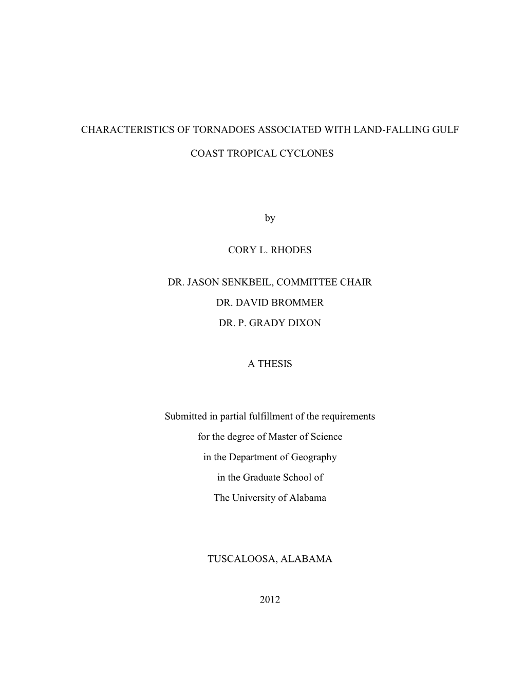 Characteristics of Tornadoes Associated with Land-Falling Gulf