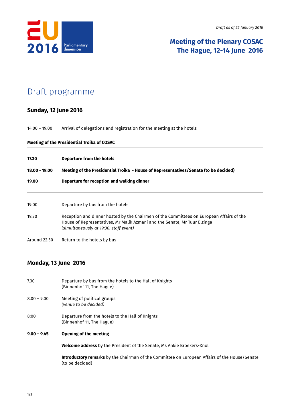 Draft Programme