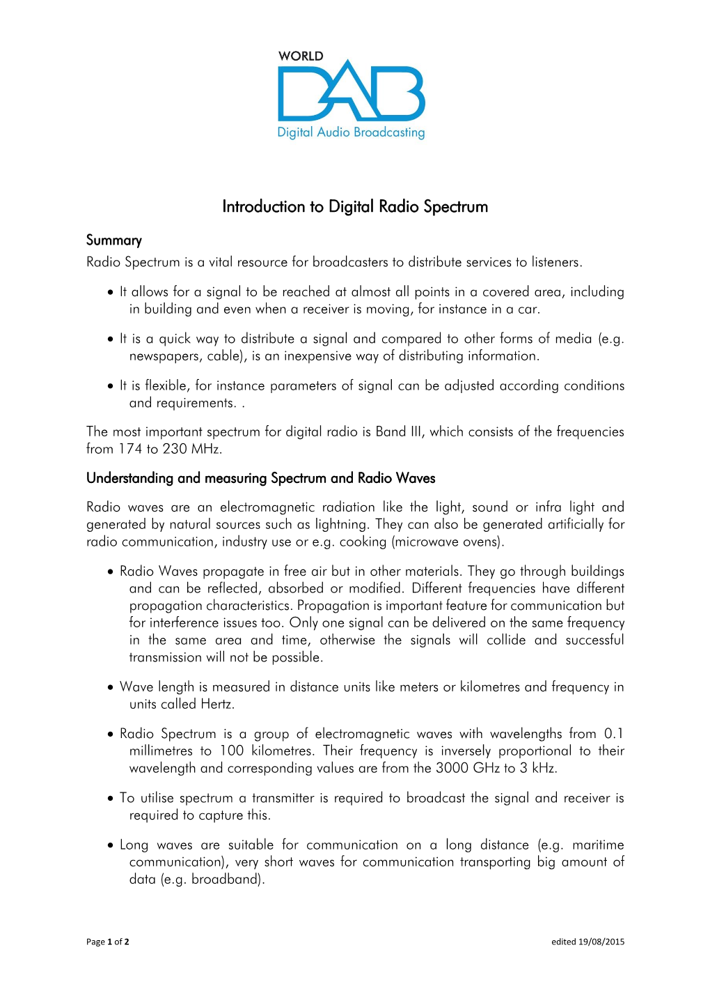 Introduction to Digital Radio Spectrum