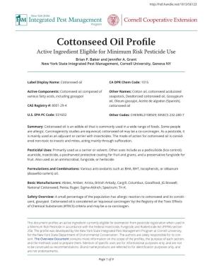 Cottonseed Oil Profile Integrated Pest Management Cornell Cooperative Extension Program