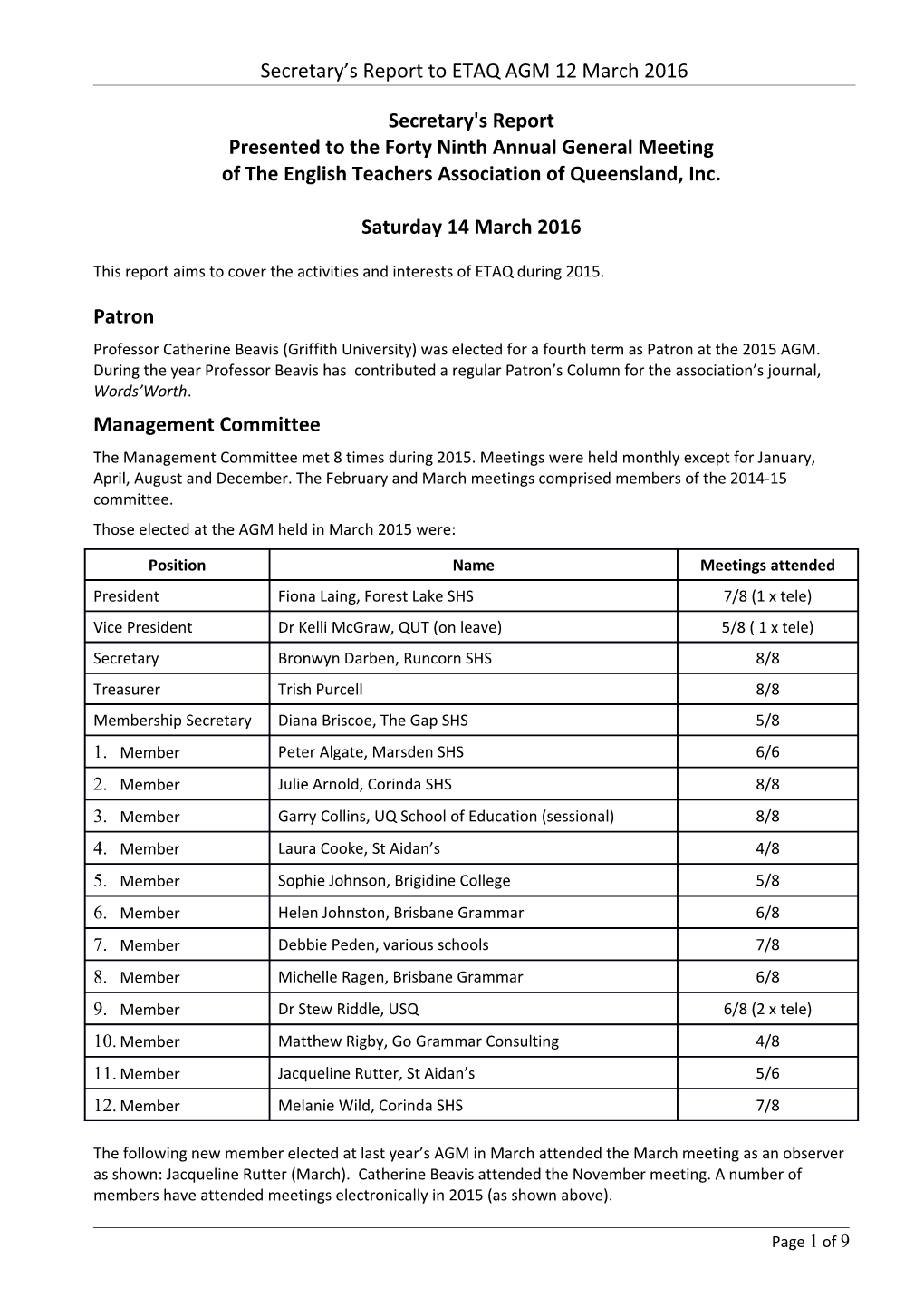 Presented to the Forty Ninth Annual General Meeting