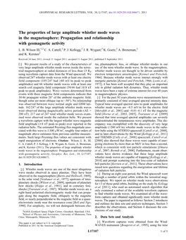 The Properties of Large Amplitude Whistler Mode Waves in the Magnetosphere: Propagation and Relationship with Geomagnetic Activity L