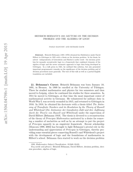 Arxiv:1504.04798V1 [Math.LO] 19 Apr 2015 of Principia Squarely in an Empiricist Framework