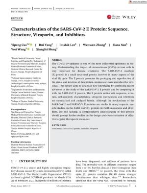 Characterization of the SARS‐Cov‐2 E Protein: Sequence