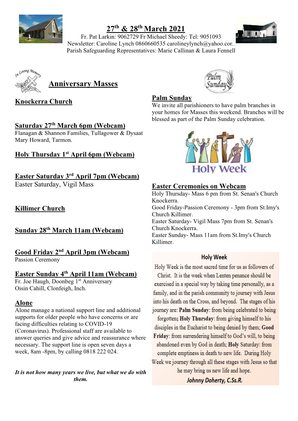 Anniversary Masses 27Th & 28Th March 2021