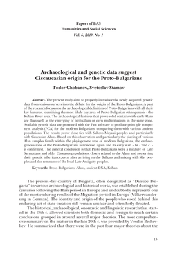 Archaeological and Genetic Data Suggest Ciscaucasian Origin for the Proto-Bulgarians