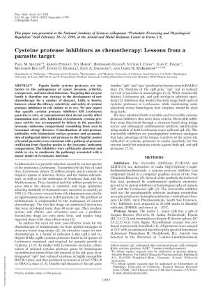 Cysteine Protease Inhibitors As Chemotherapy: Lessons from a Parasite Target