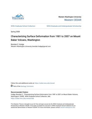 Characterizing Surface Deformation from 1981 to 2007 on Mount Baker Volcano, Washington