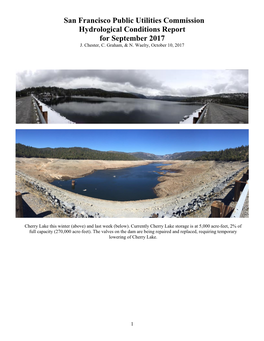San Francisco Public Utilities Commission Hydrological Conditions Report for September 2017 J