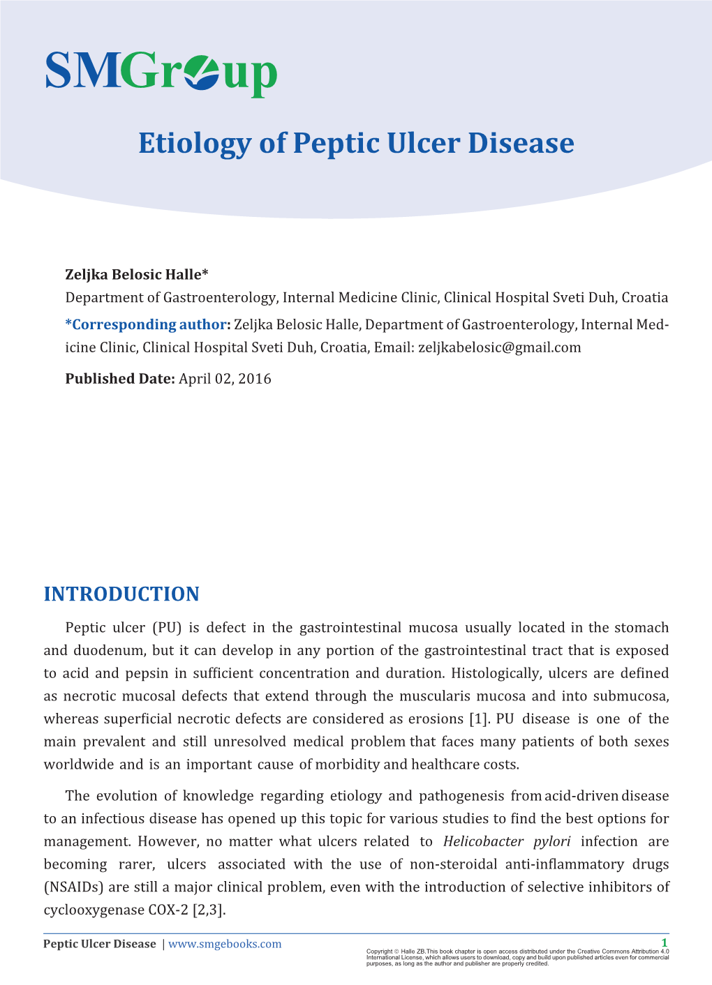 Etiology of Peptic Ulcer Disease Zeljka Belosic Halle