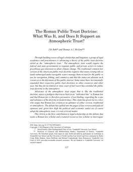 The Roman Public Trust Doctrine: What Was It, and Does It Support an Atmospheric Trust?