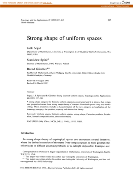 Strong Shape of Uniform Spaces