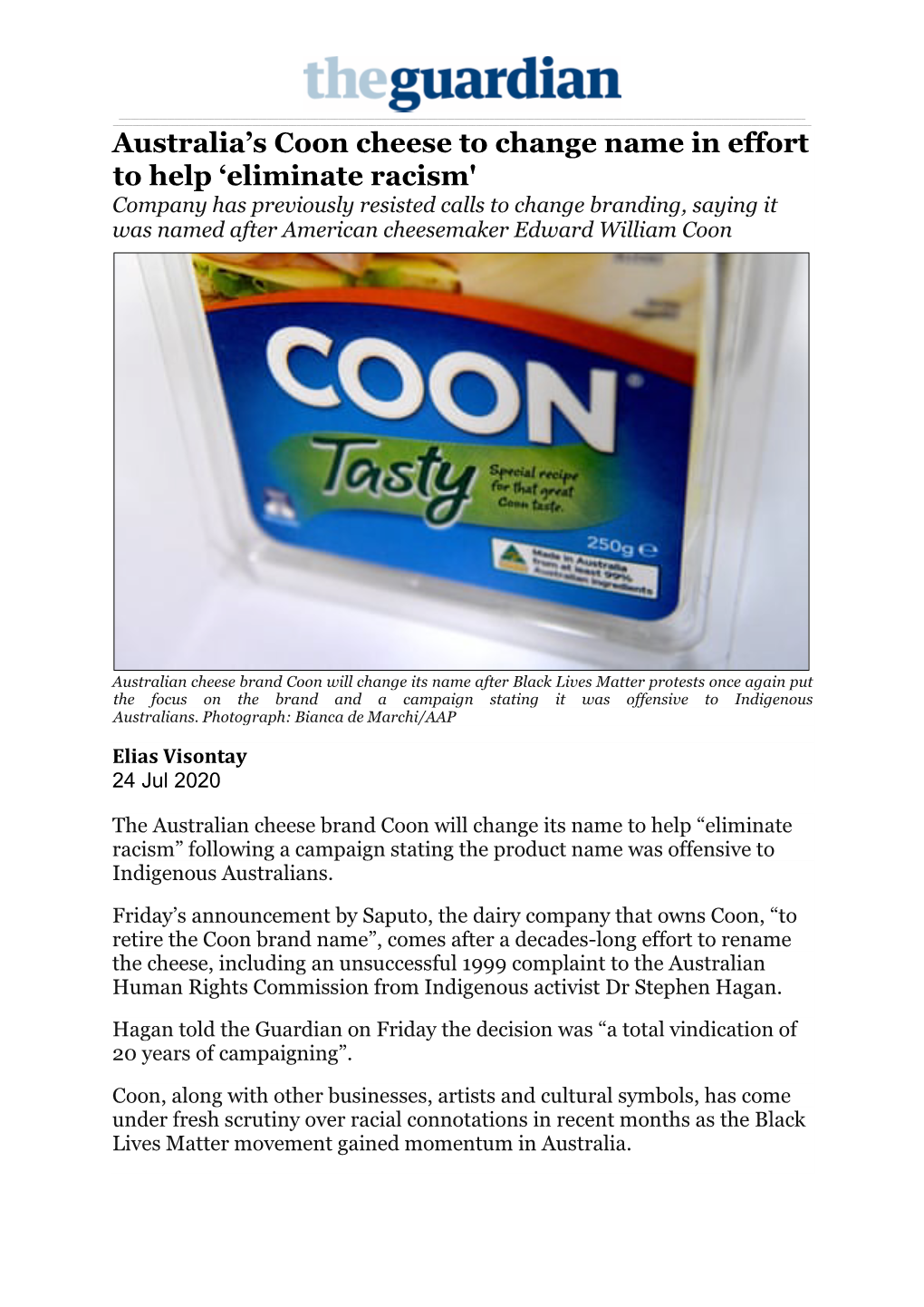 Australia's Coon Cheese to Change Name in Effort to Help 'Eliminate Racism'