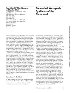 Commuted Waveguide Synthesis of the Clavichord