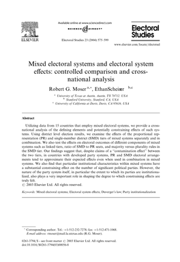 Mixed Electoral Systems and Electoral System Effects