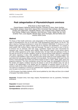 Pest Categorisation of Phymatotrichopsis&#X00a0