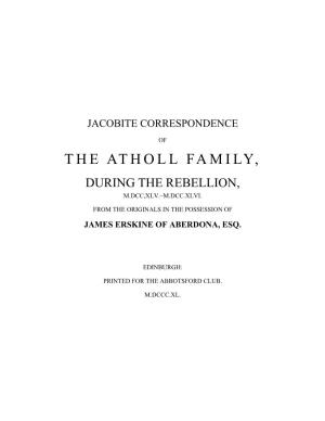 Jacobite Correspondence of the Atholl Family
