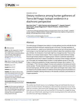 Dietary Resilience Among Hunter-Gatherers of Tierra Del Fuego: Isotopic Evidence in a Diachronic Perspective
