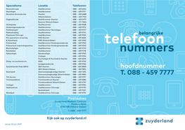 Telefoonlijst Zuyderland