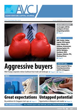 Aggressive Buyers Fostering Innovation, and VC, in Singapore M&A-Hungry Corporates Redraw Southeast Asia’S Trade Sale Landscape Page 8 Page 13