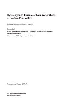 C. Hydrology and Climate of Four Watersheds in Eastern Puerto Rico