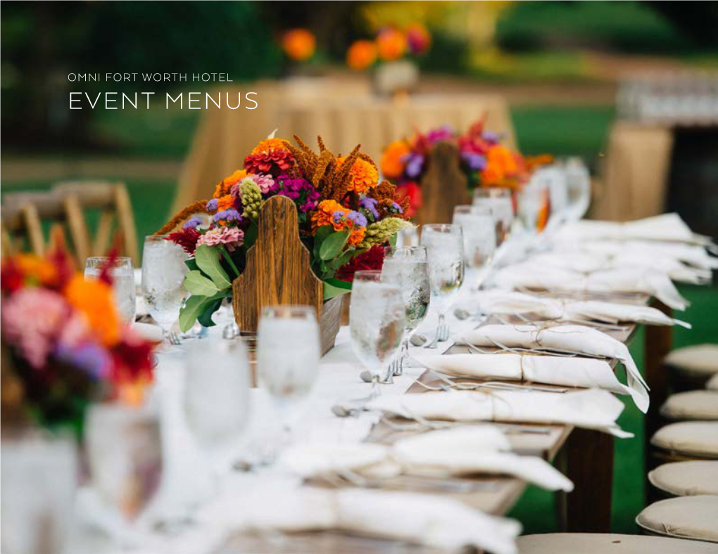 Event Menus Table of Contents